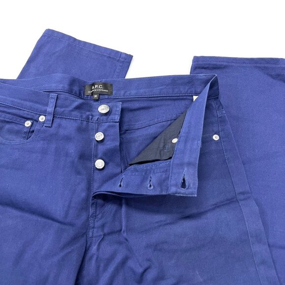 APC Blue Twill Pants 5 pocket Jean Straight 30 x 30 Cotton Button Fly - Picture 8 of 9